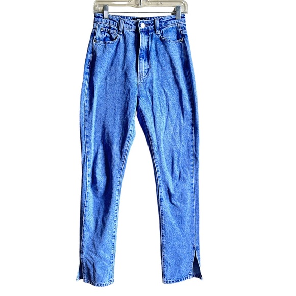 Missguided High Waisted Wrath Split Straight Light Blue Jeans Size 4 - Picture 4 of 8